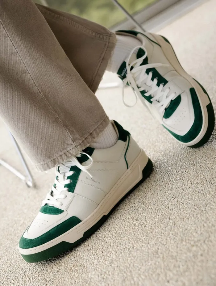 Cyrus Off White and Imperial Green Men Bobbies Sneakers