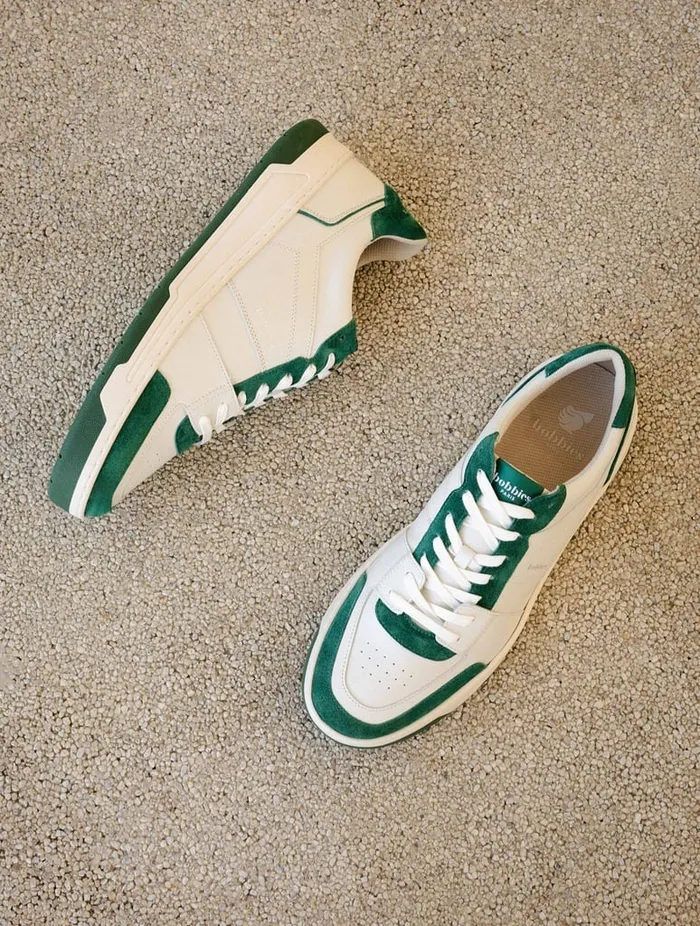 Cyrus Off White and Imperial Green Men Bobbies Sneakers