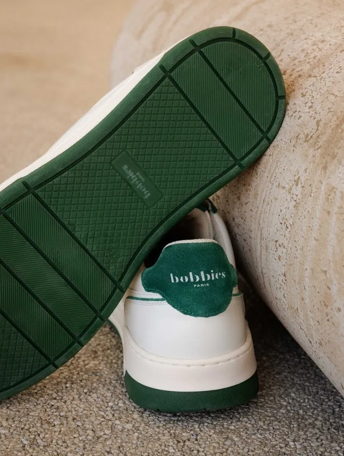 Cyrus Off White and Imperial Green Men Bobbies Sneakers