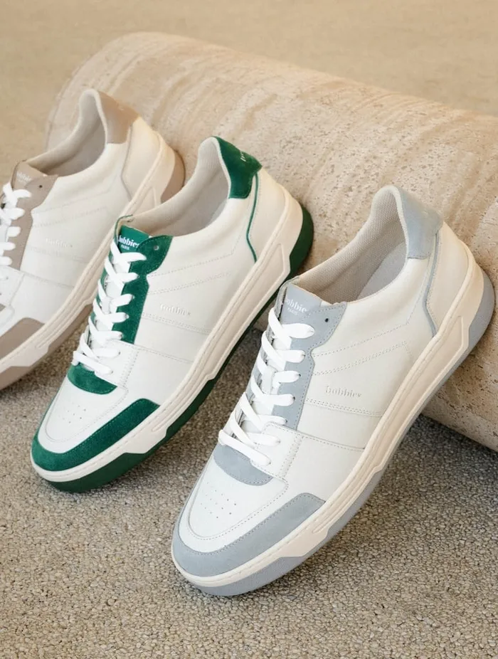 Cyrus Off White and Imperial Green Men Bobbies Sneakers