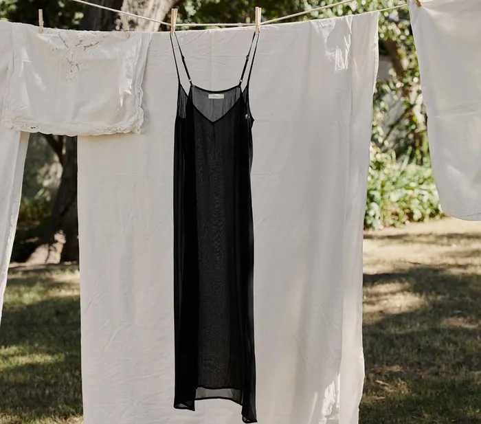 DEN Long Deep VNeck Slip Black Women Slips