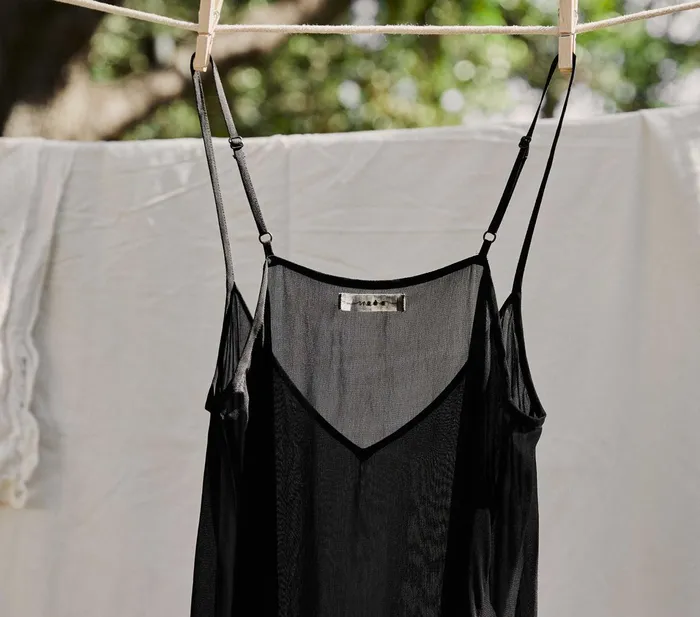 DEN Long Deep VNeck Slip Black Women Slips