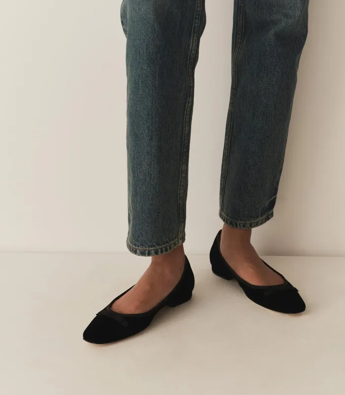 DEN Odette Ballet Flat Black Velvet Women Shoes