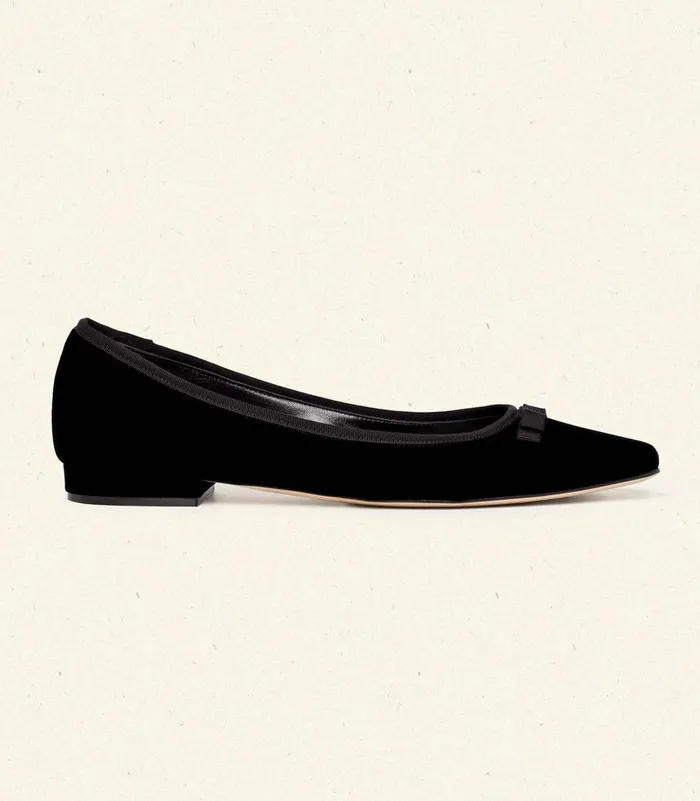 DEN Odette Ballet Flat Black Velvet Women Shoes DEN Odette Ballet Flat Black Velvet Women Shoes