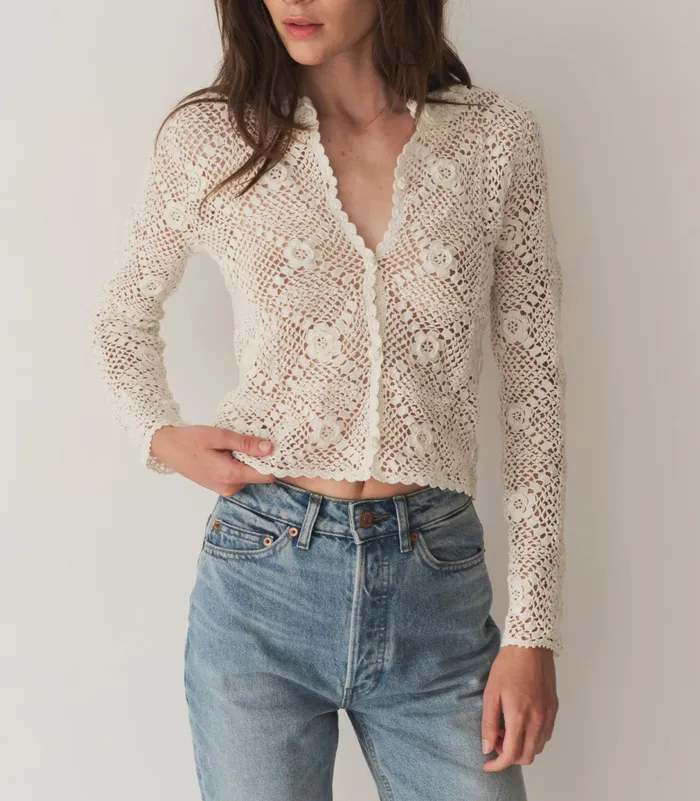 DEN Ottoline Cardigan Pearl Women Knitwear