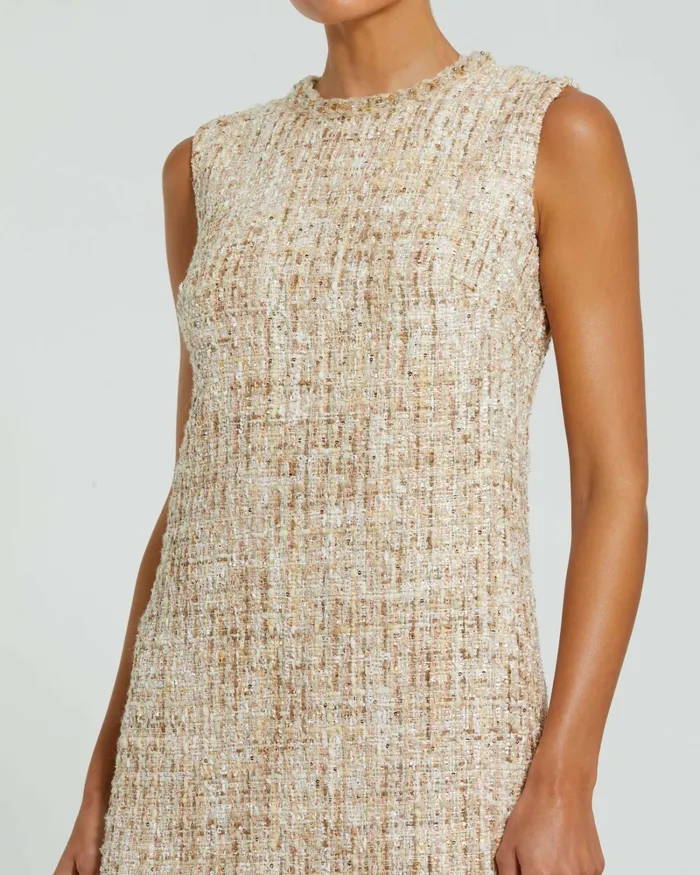 Daytime Dresses Women Mac Duggal Beaded Trim ALine Mini Shift Dress Blush