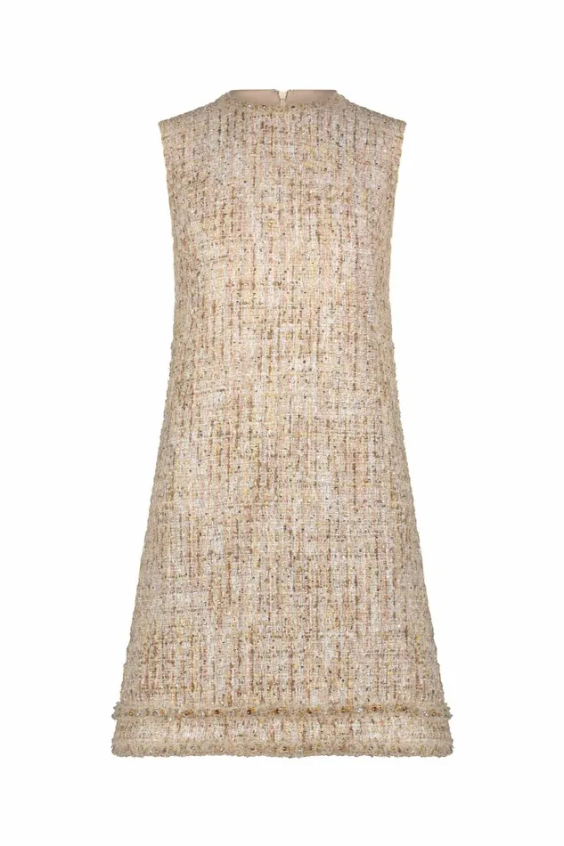 Daytime Dresses Women Mac Duggal Beaded Trim ALine Mini Shift Dress Blush