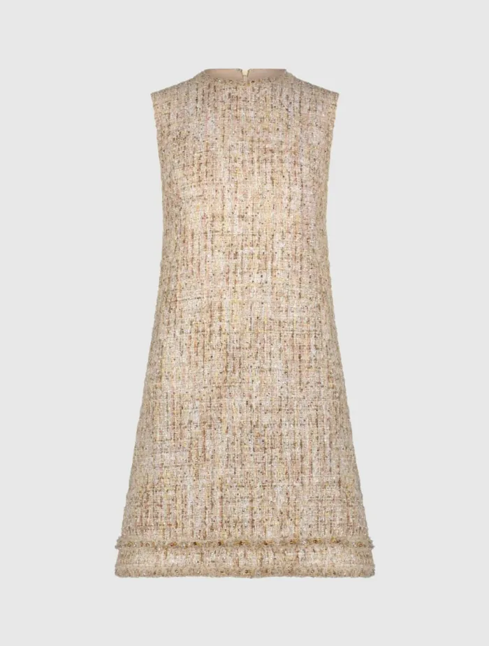 Daytime Dresses Women Mac Duggal Beaded Trim ALine Mini Shift Dress Blush