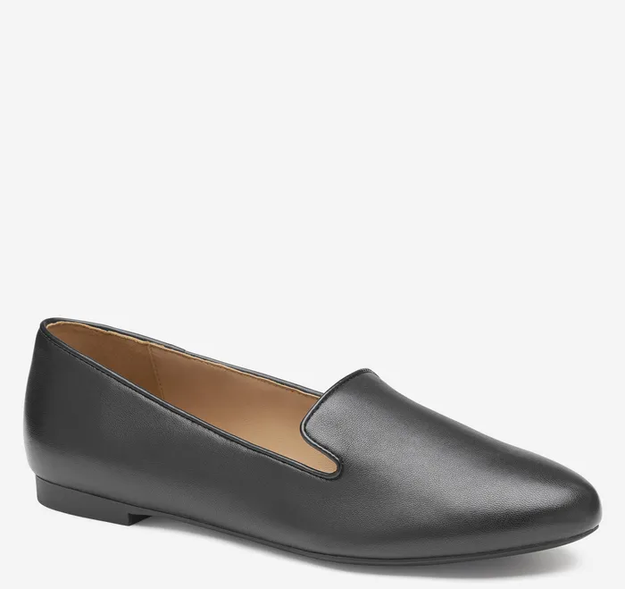 Delanie Loafer Black Glove Leather Women Mules and Loafers Johnston and Murphy