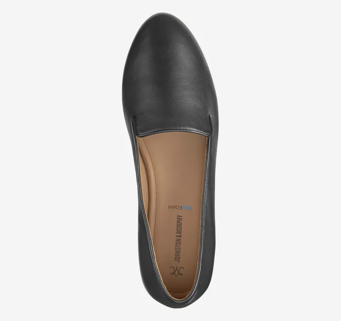 Delanie Loafer Black Glove Leather Women Mules and Loafers Johnston and Murphy