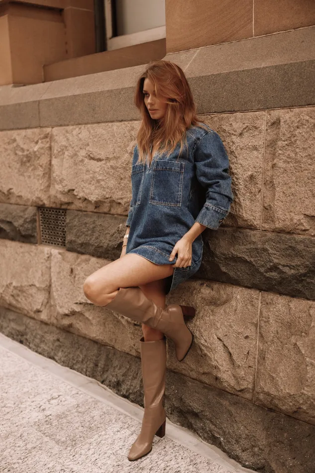 Denim petalandpup Women Tara Long Sleeve Dress 8211 Denim Denim