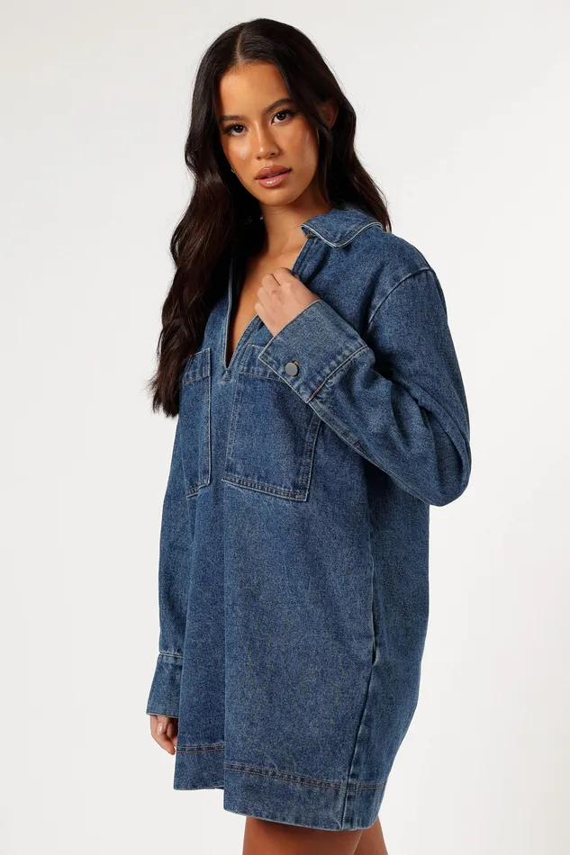 Denim petalandpup Women Tara Long Sleeve Dress 8211 Denim Denim