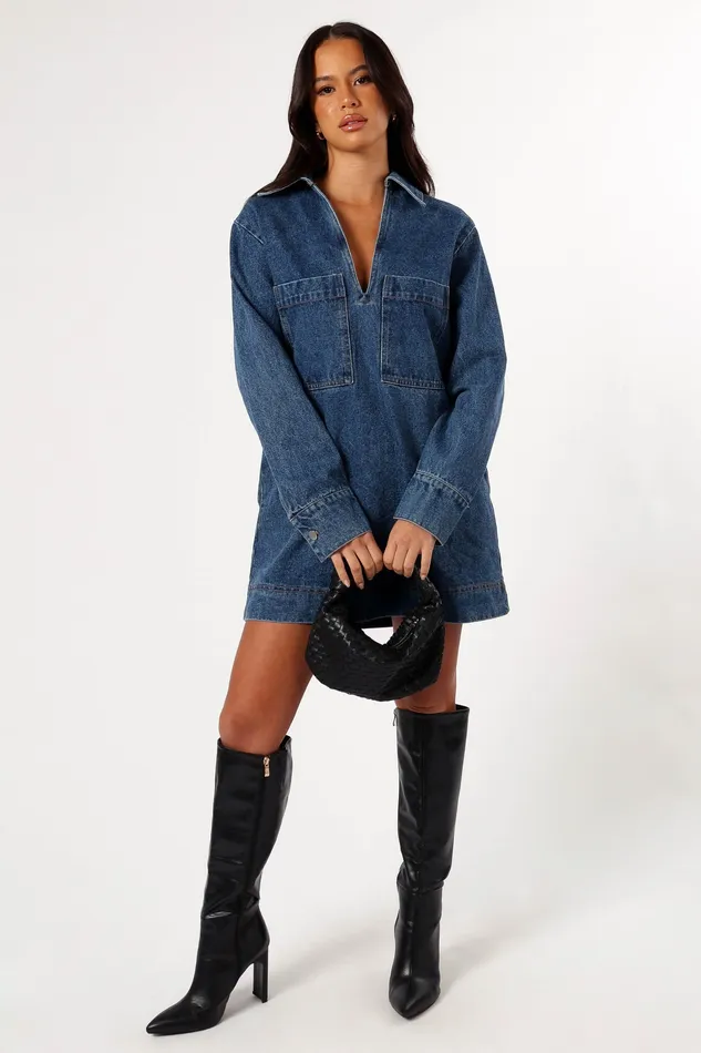 Denim petalandpup Women Tara Long Sleeve Dress 8211 Denim Denim