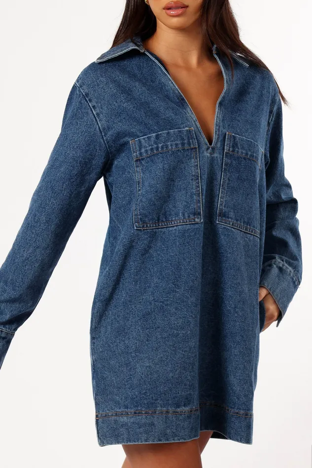 Denim petalandpup Women Tara Long Sleeve Dress 8211 Denim Denim