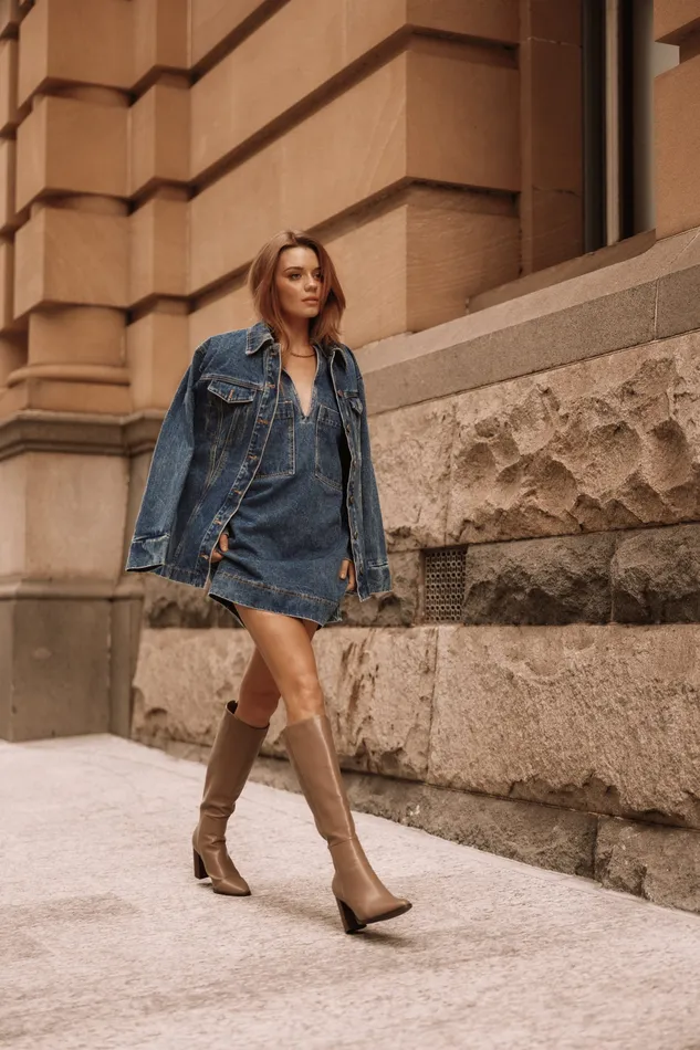 Denim petalandpup Women Tara Long Sleeve Dress 8211 Denim Denim
