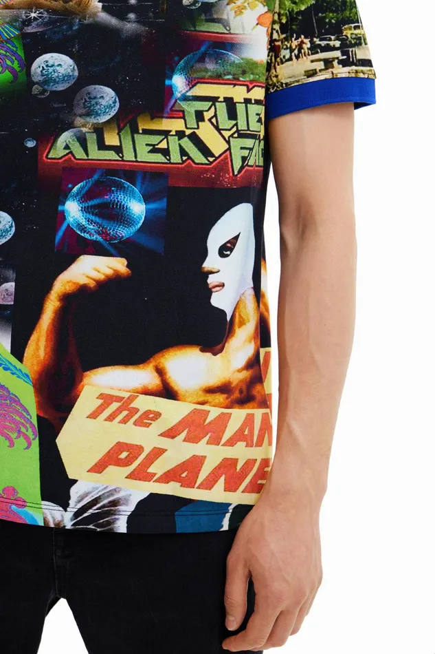 Desigual Alien Collage Polo Shirt Mens Tshirt and Polos