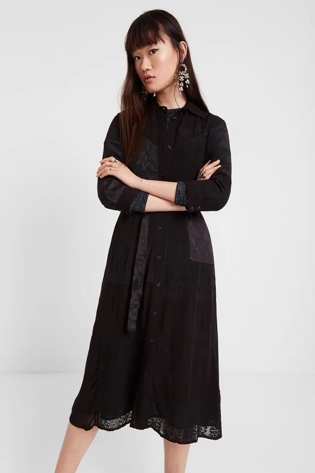 Desigual Boho Midi Shirt Dress Women Dresses