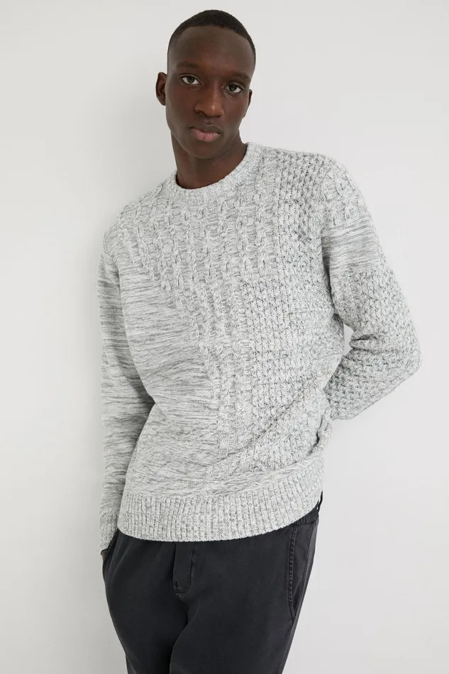 Desigual Braid Cable Knit Sweater Mens Sweaters and Sweatshirts