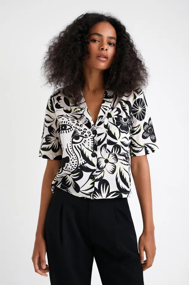 Desigual Cropped Jungle Shirt Women Tops and Shirts