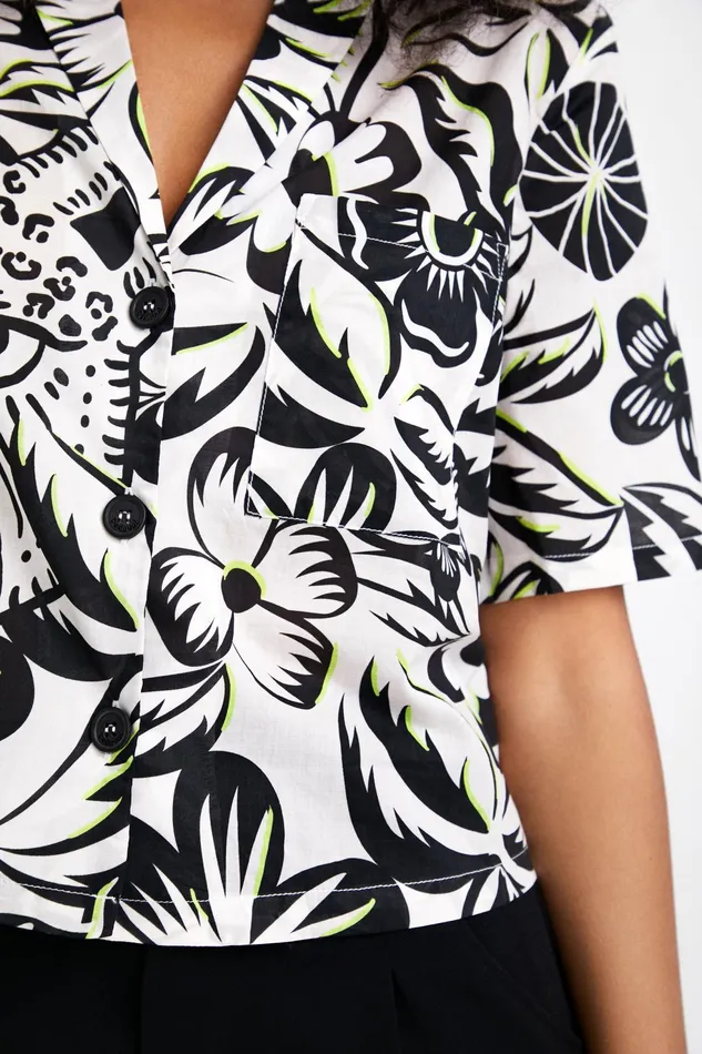 Desigual Cropped Jungle Shirt Women Tops and Shirts