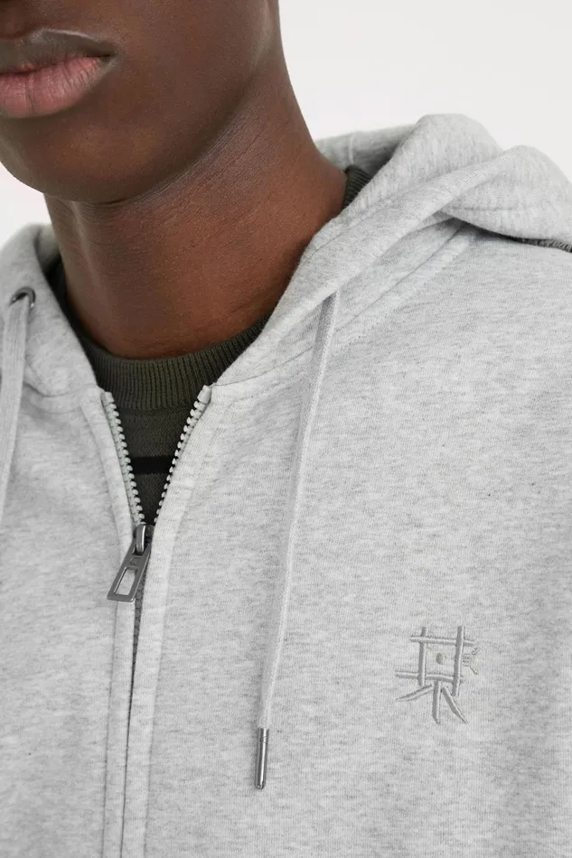 Desigual Grey Camo Skull Hoodie Mens Sweaters and Sweatshirts