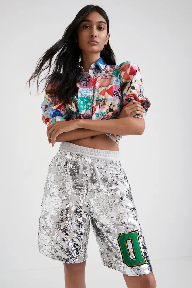 Desigual Johnson Hartig Sequined Shorts Women Pants and Leggings