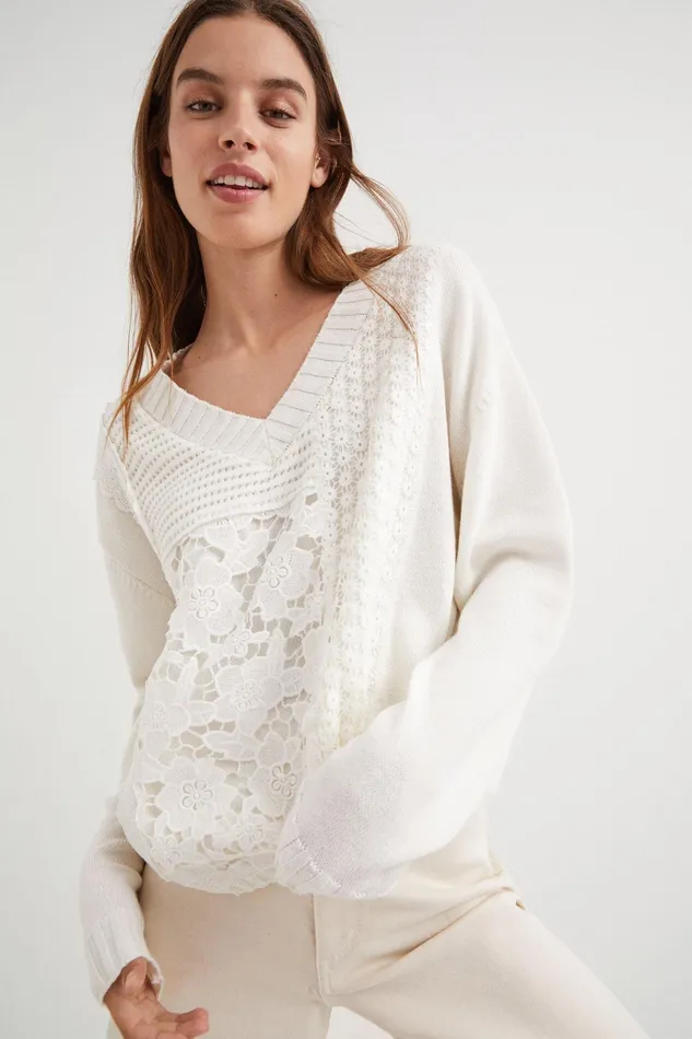 Desigual Lace Patchwork Jumper Women Sweaters