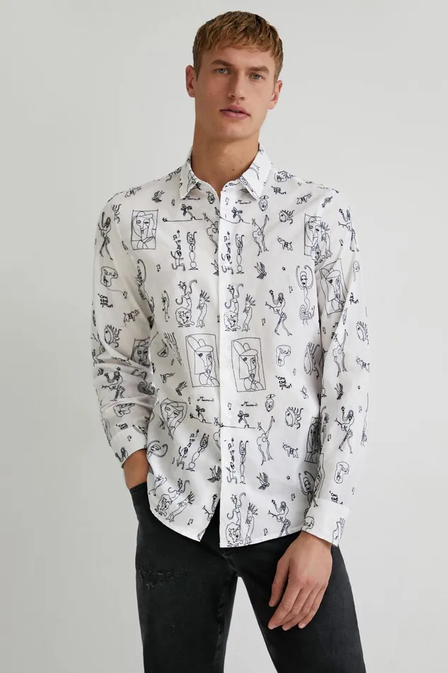 Desigual Longsleeve Embroidered Shirt Mens Shirts
