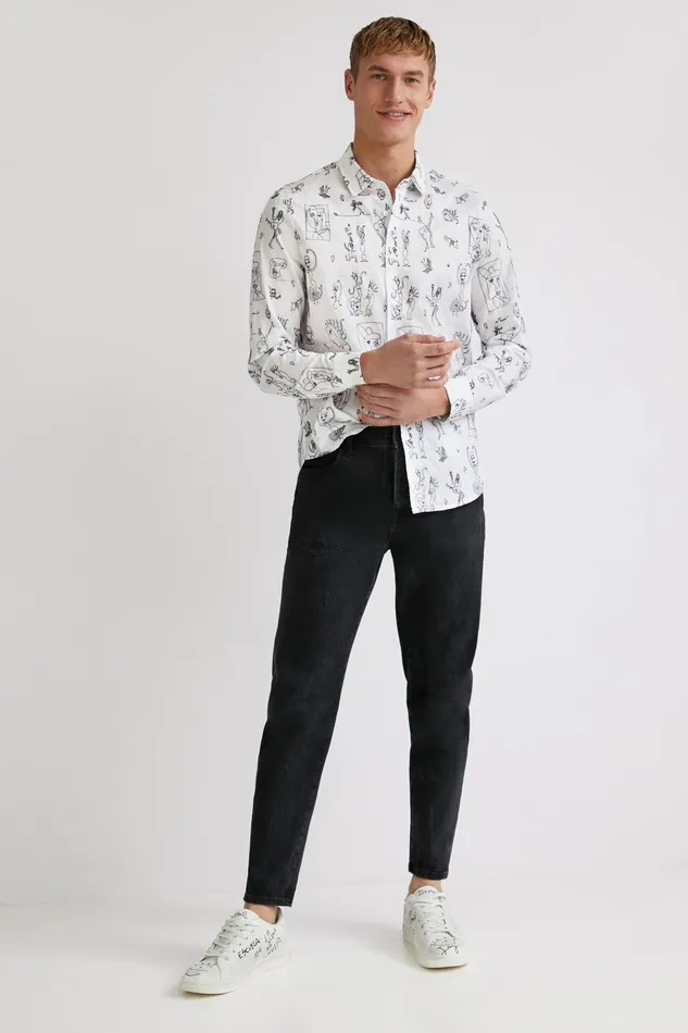 Desigual Longsleeve Embroidered Shirt Mens Shirts