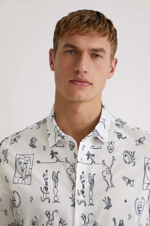 Desigual Longsleeve Embroidered Shirt Mens Shirts