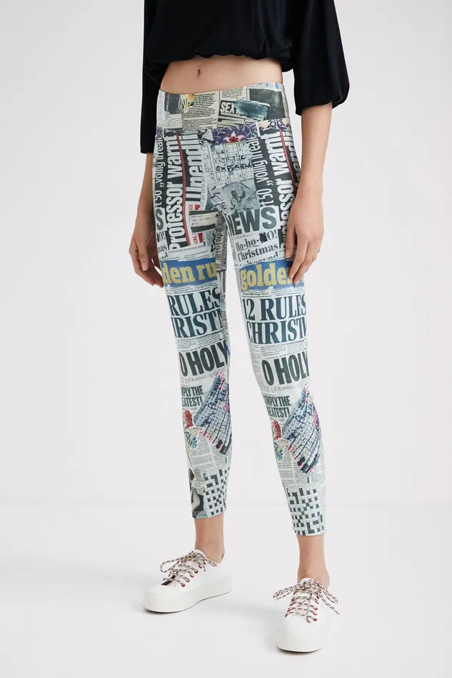 Desigual Newspaper Leggings Women Pants and Leggings