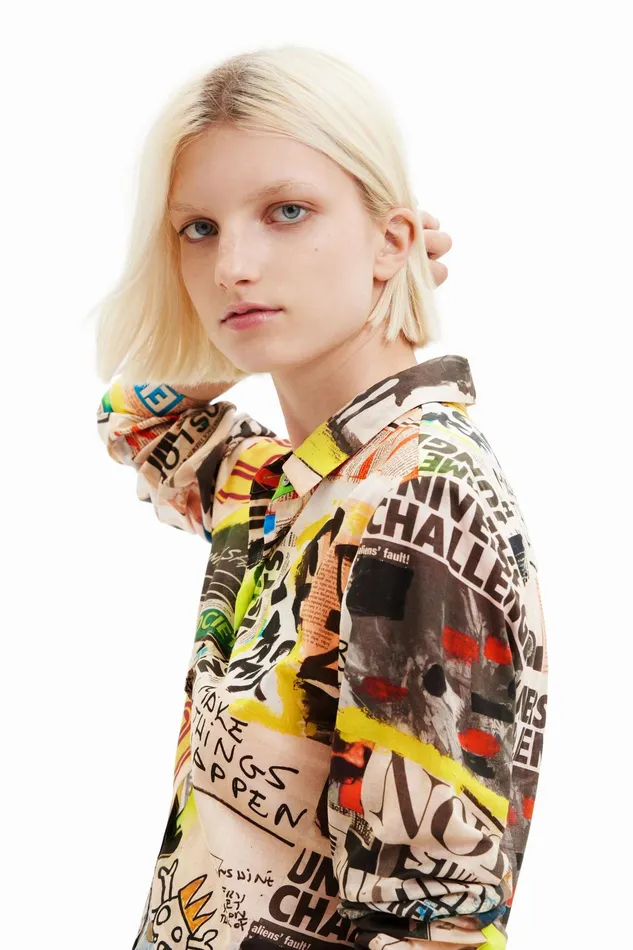 Desigual Newspaper Shirt Women Tops and Shirts
