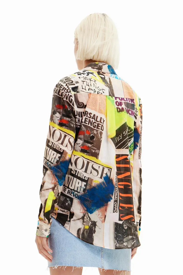 Desigual Newspaper Shirt Women Tops and Shirts