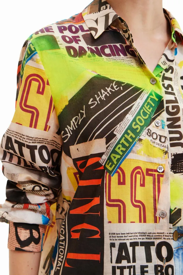 Desigual Newspaper Shirt Women Tops and Shirts