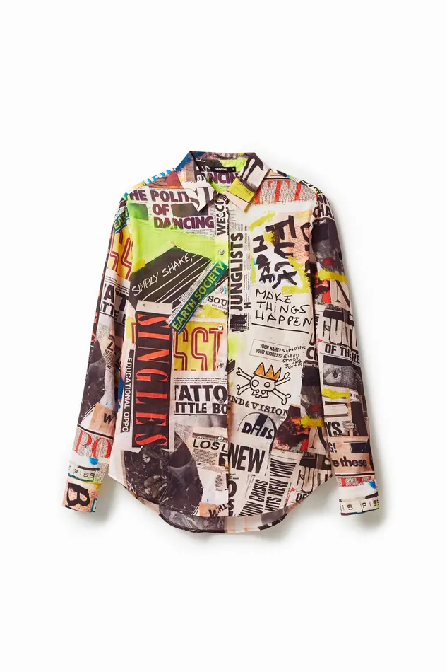 Desigual Newspaper Shirt Women Tops and Shirts