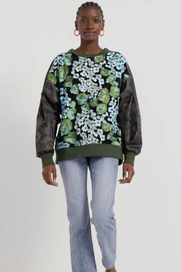 Desigual Oversized Flower Sweatshirt Women Sportswear