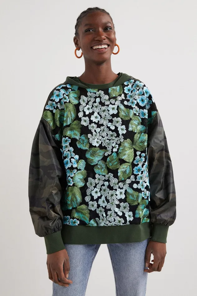 Desigual Oversized Flower Sweatshirt Women Sportswear