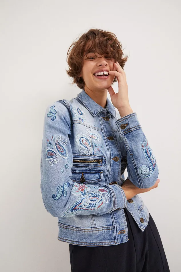 Desigual Paisley Denim Jacket Women Jackets