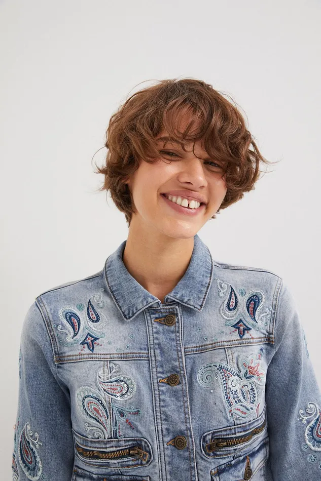 Desigual Paisley Denim Jacket Women Jackets