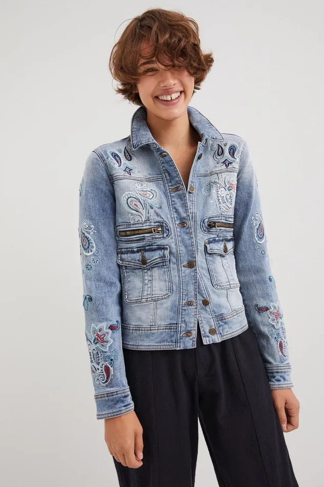 Desigual Paisley Denim Jacket Women Jackets