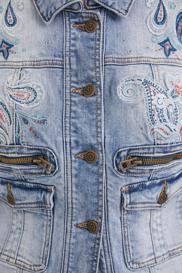 Desigual Paisley Denim Jacket Women Jackets