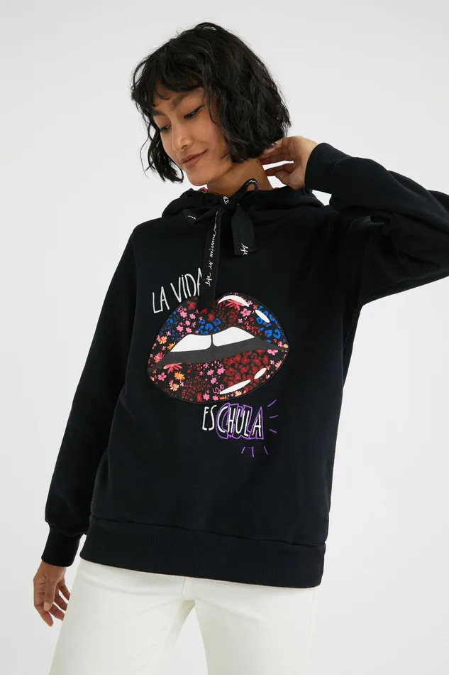 Desigual Plush Hooded Sweatshirt Women Sweatshirts