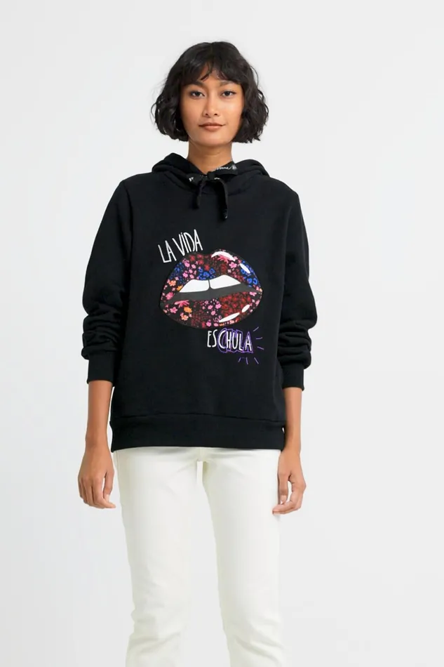 Desigual Plush Hooded Sweatshirt Women Sweatshirts