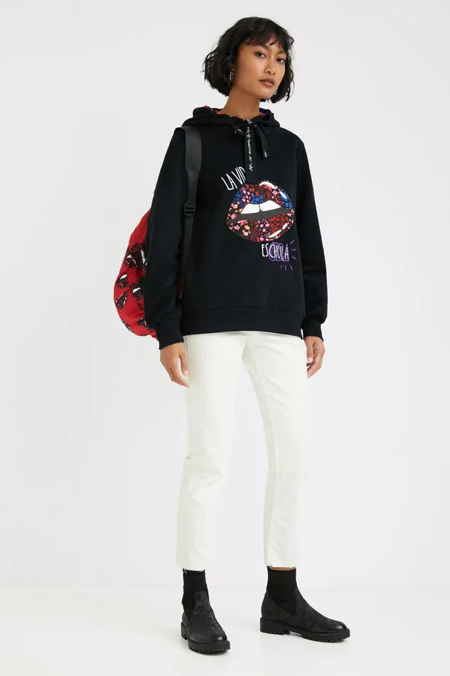 Desigual Plush Hooded Sweatshirt Women Sweatshirts