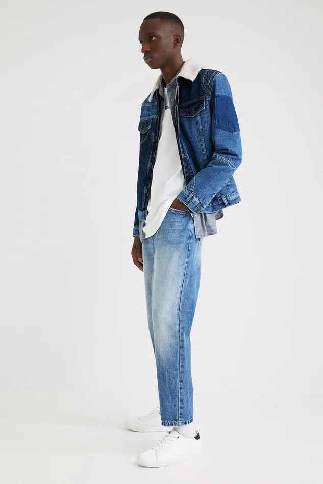 Desigual Sherpalined Patchwork Denim Jacket Mens Jackets and Coats