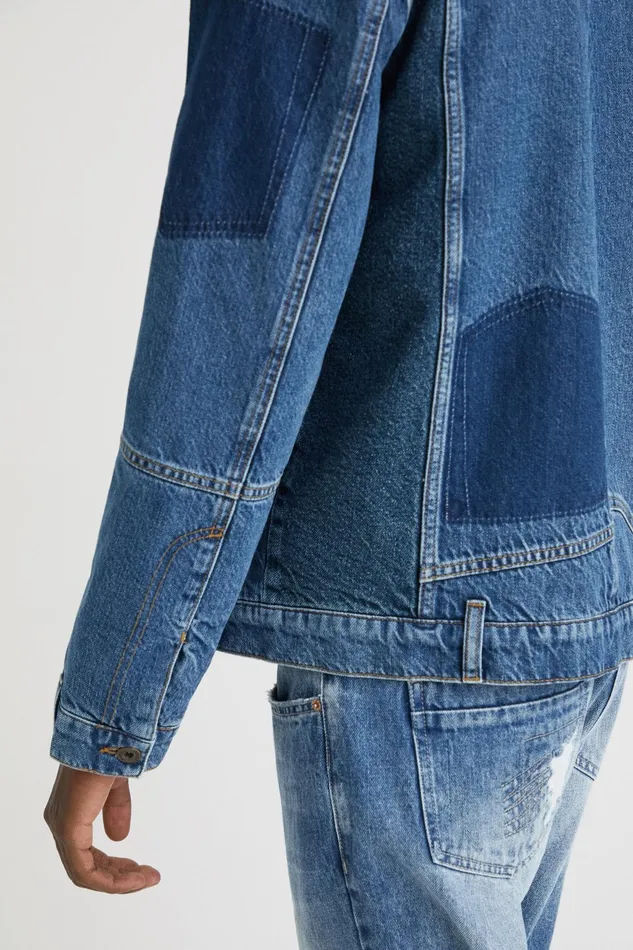 Desigual Sherpalined Patchwork Denim Jacket Mens Jackets and Coats