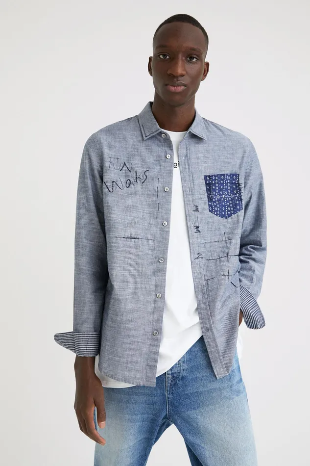Desigual Striped Shirt Mens Shirts