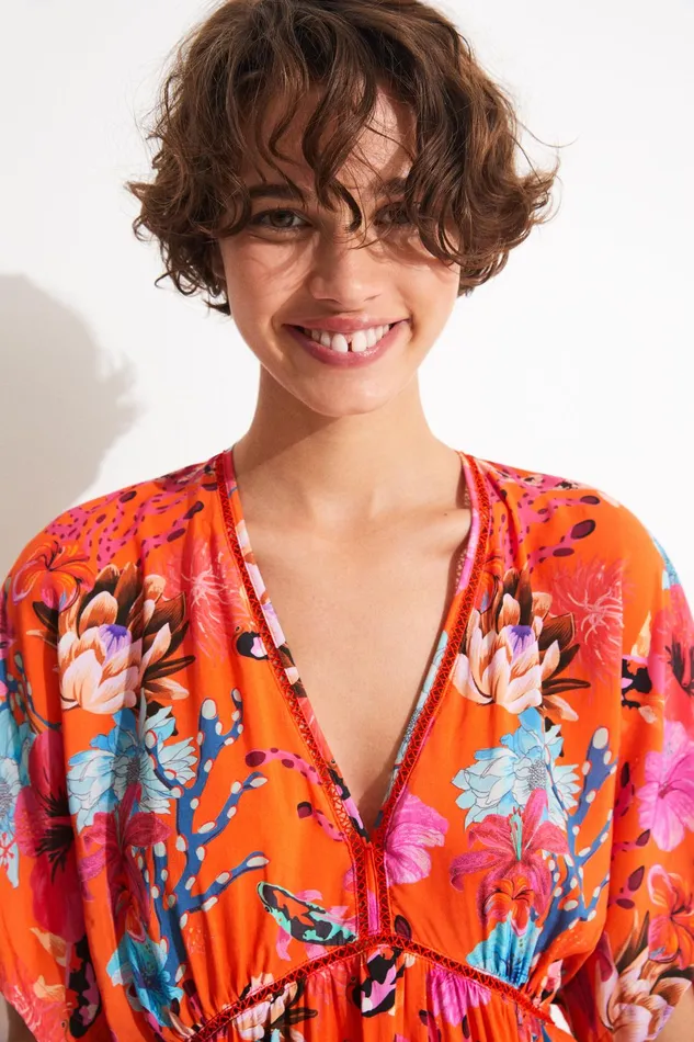 Desigual Sustainable Coral Tunic Women Swimwear