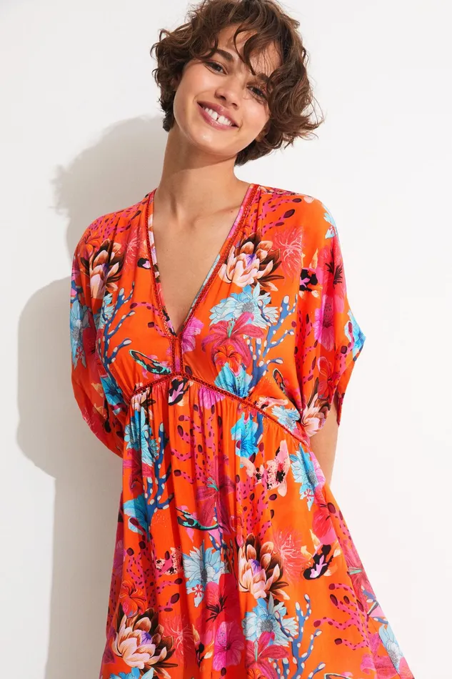 Desigual Sustainable Coral Tunic Women Swimwear