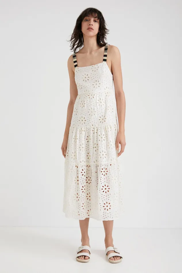 Desigual Swiss Embroidery Maxi Dress Women Dresses